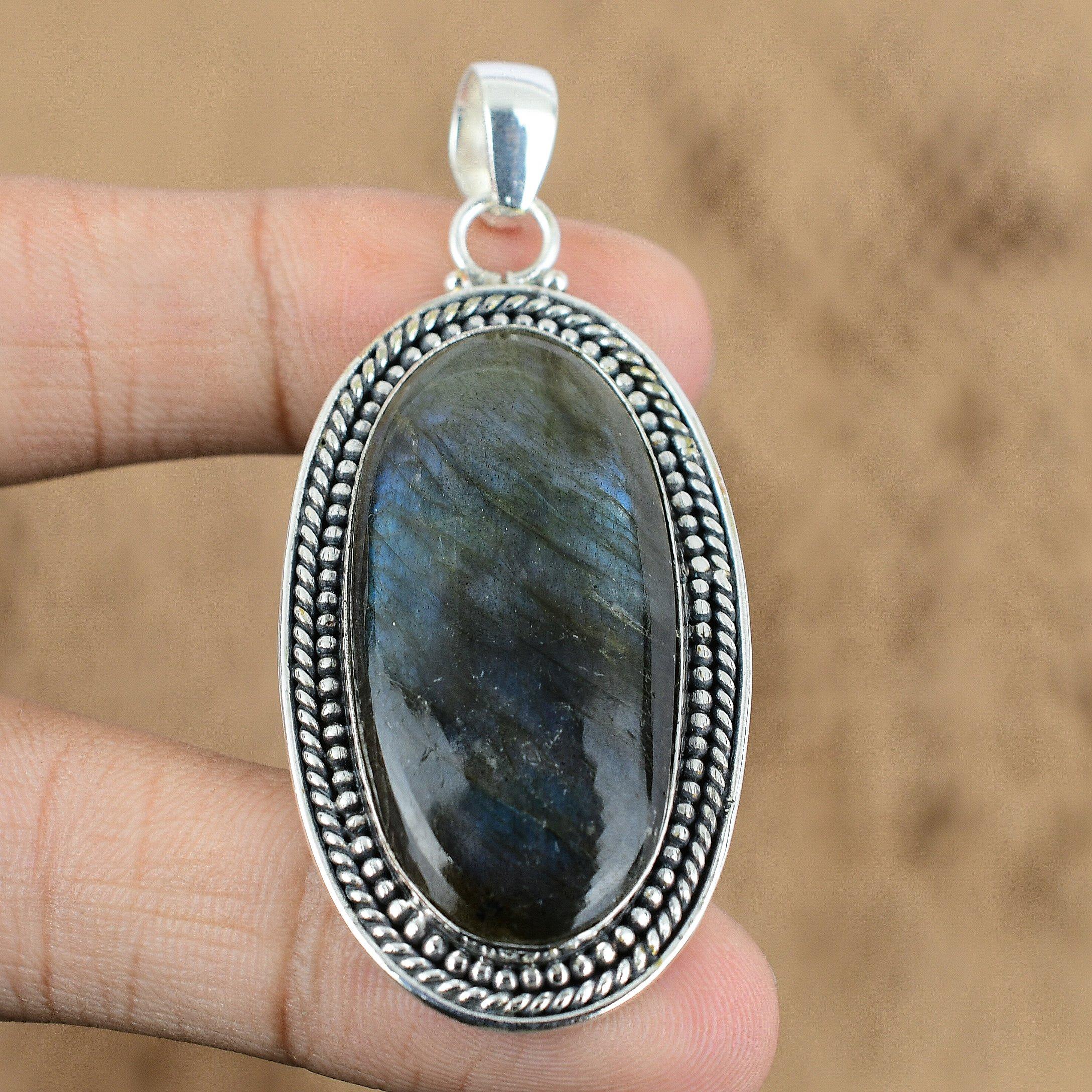 

Easter Sale 925 Sterling Silver Oval Labradorite Stone Unique Pendant Jewelry