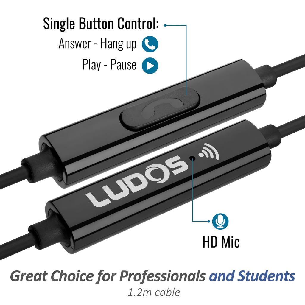 LUDOS NOVA Wired Earphones with Microphone and Noise Isolation