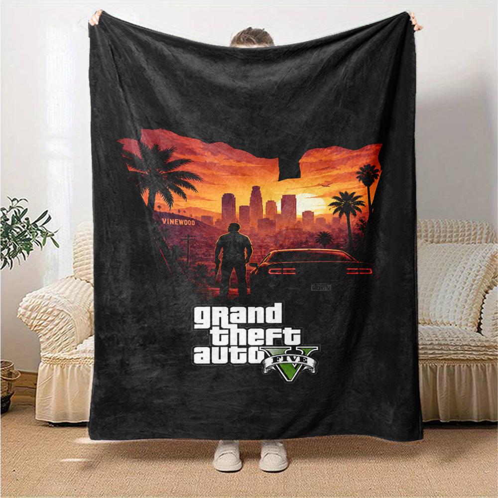Gta Blanket Comfortable Perfect for Office Couch Office Chair Four Seasons Multipurpose Modern Gifts For Family Or Friends