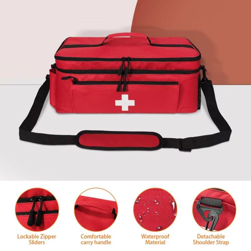 Multi-functional Portable Medicine Bag Double Zipper Travel Medication Case  Camping