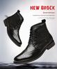 Men's Brogue Ankle Boots: Carved Cowhide High-Top, Pointed Toe, Autumn/Winter Fashion, Large Size.