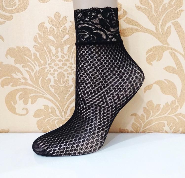 Summer-Ready Black Fishnet Lace Stockings: Odor-Resistant, Sweat-Absorbing, Sexy, Thin Jacquard Short Socks for Women