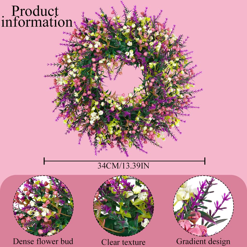 13.39 Inch Small Flower Wreath for Indoor and Outdoor Decoration, Red Design