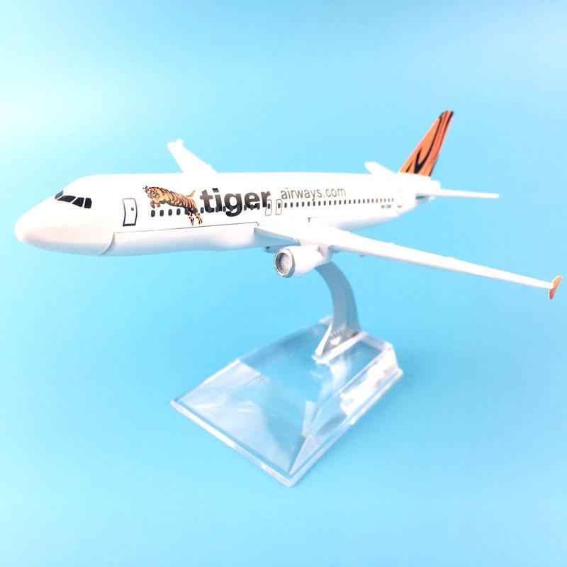 Scala 1/400 16cm Tiger Airways Airbus A320 Modello di Aereo Aerei in Metallo pressofuso Diecast
