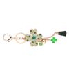 Lucky Four Leaves Clover Crystal Keychains Car Keyring Women Tassel Bag Buckle Pendant(Green)