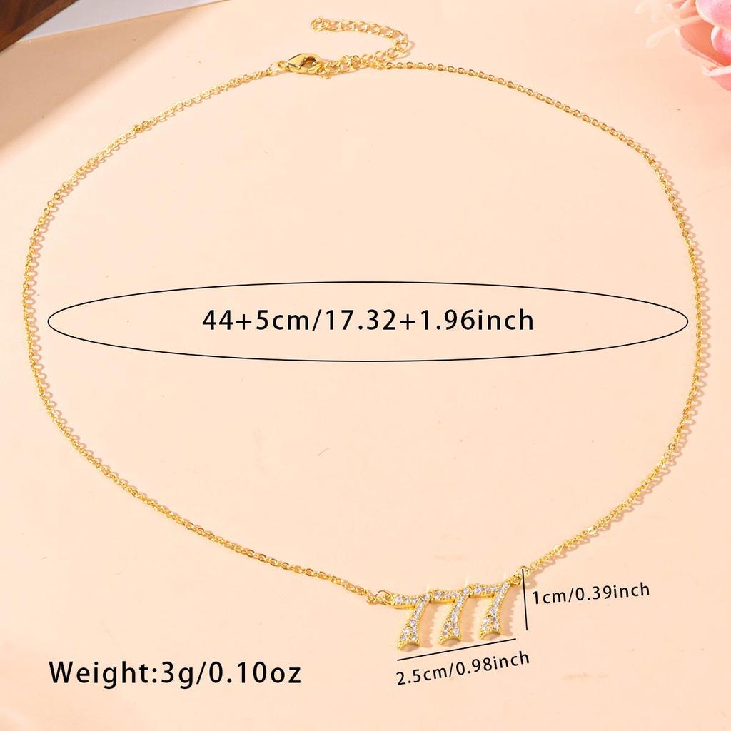 Gold 777 Diamond-Inlaid Necklace for Women - Versatile Clavicle Chain Pendant Jewelry