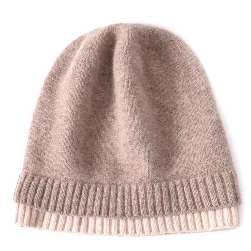 

100% шерстяная вязаная шапка, новая мода, двухслойный подол, деко, унисекс, шапки, чистая шерсть, теплая шапка, мягкая, уютная, весенняя, для отдыха на природе, повседневная One size