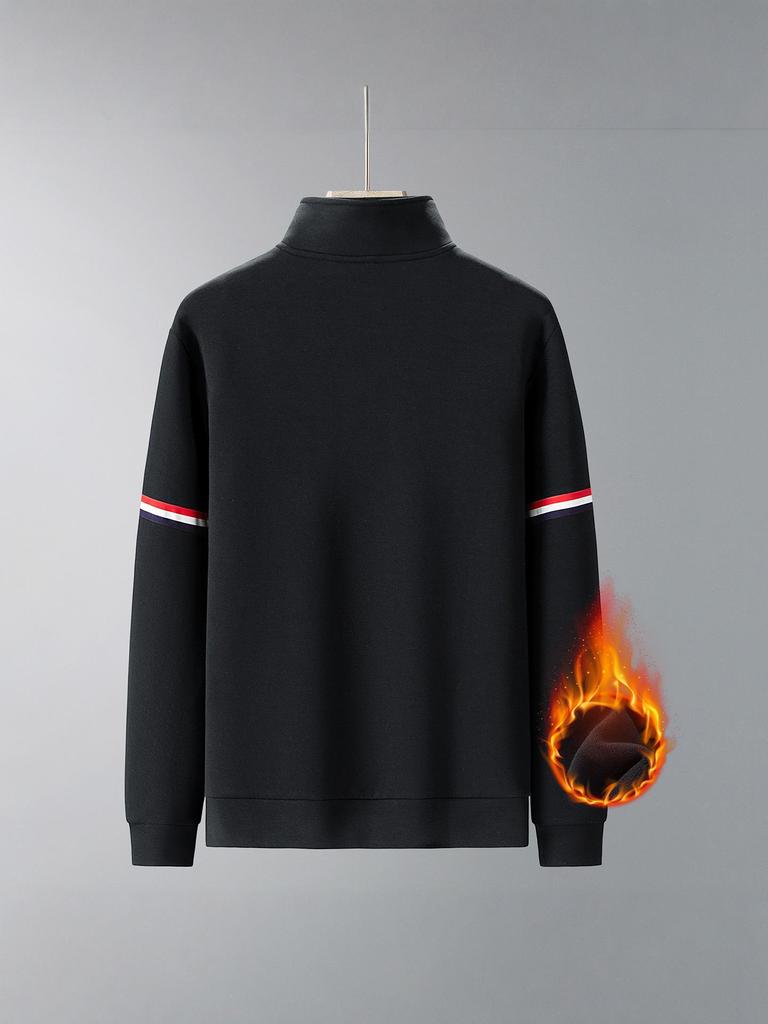 Men's Plus Size Retro Half-Zip Fleece Hoodie - Thick, Loose, Stand Collar for Spring, Autumn, Winter.