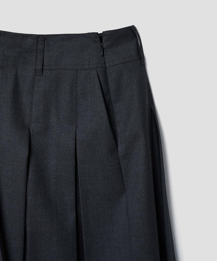 Tudument Box Pleats Midi Skirt_Charcoal