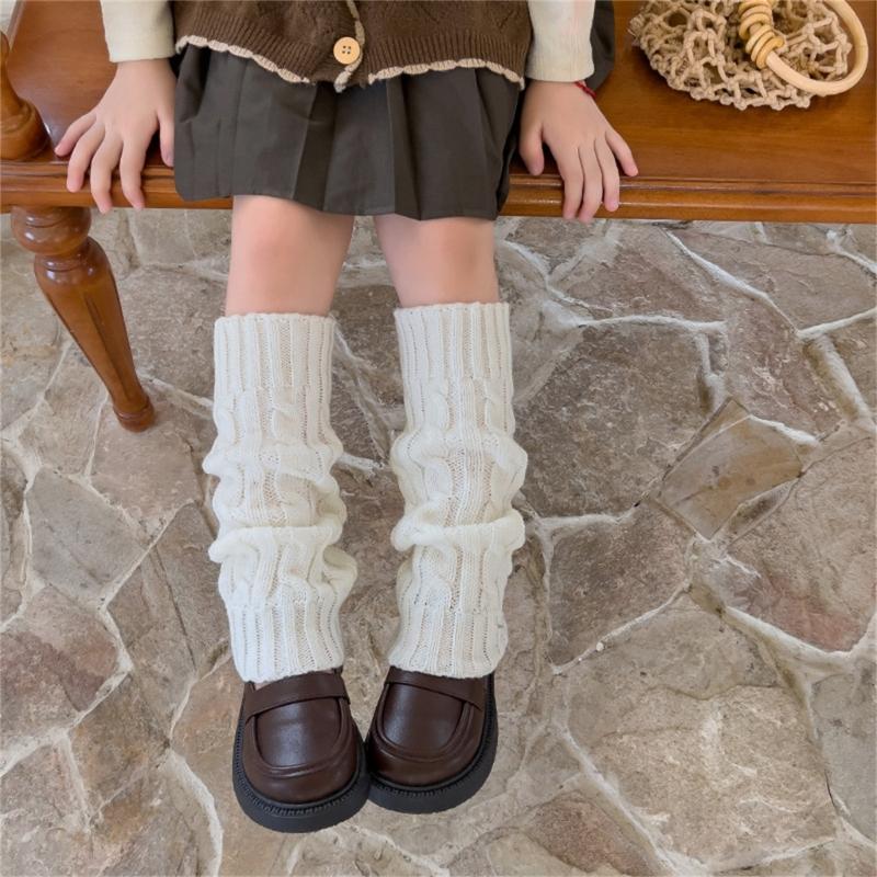 Fashion Knit Leg Warmers for Little Girls Slouchy Socks for Dress Toddler Winter Cable Knit Socks Thicken Warm Leggings