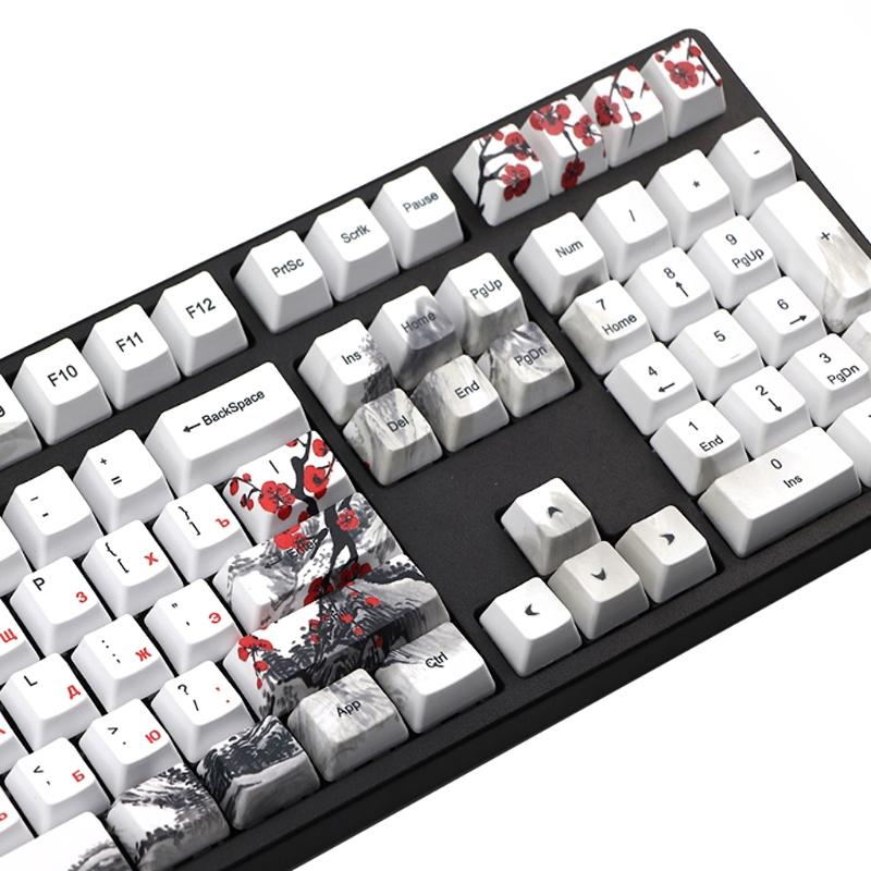 110 kláves OEM profil DYE-Sub Květinová švestka PBT Keycap Sublimační tisk s 1,75U 2U Shift 6,25U Mezerník