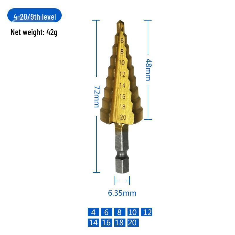 Bearing Steel Hex Shank Step Drill Bit for Steel Plates, 4-20mm Hole Opener