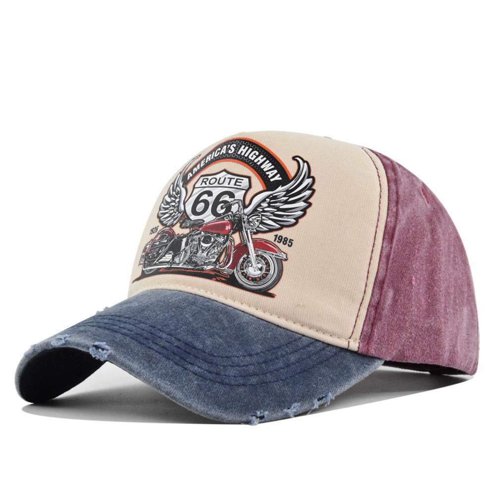 Berretto da Baseball Vintage Route66 Cappello con Stampa Retrò a Becco d'Anatra Cappello da Motociclista Camionista Cappello da Sole da Uomo