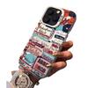 Custodia per iPhone 15Pro/16Pro con Mela Graffiti Inglese - Stile Europeo e Americano