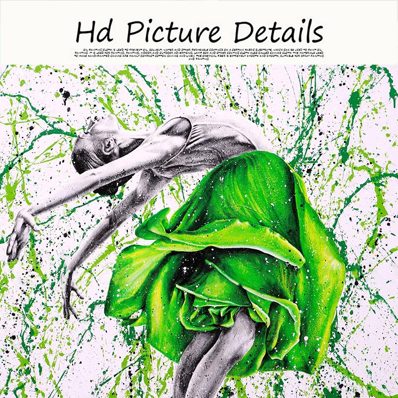 Original Elegant Women Dance Canvas Painting Wall Pictures For Living Room Modern Red Rose Flower Poster Wall Art Home Decor