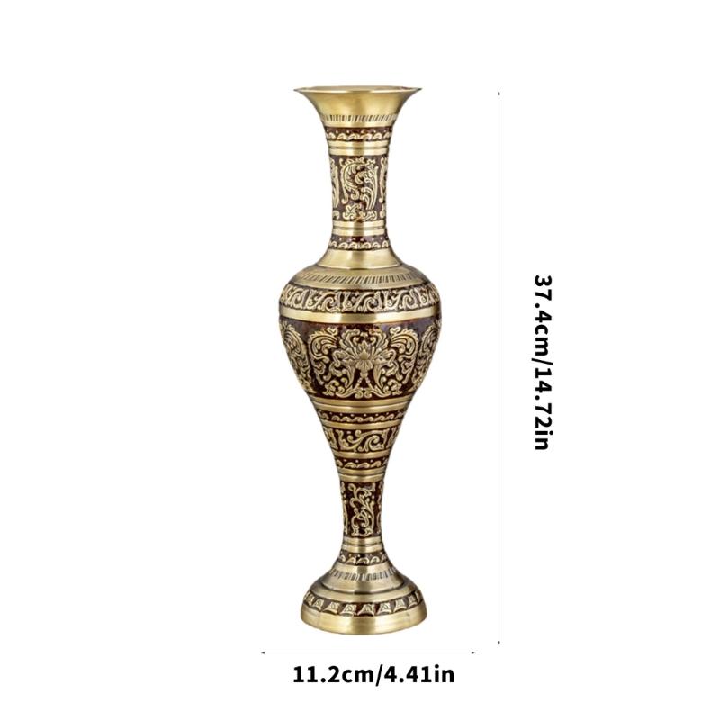 Embossed Antique Tall Metal Vases Flower Arrangements Container for Living Space Artistic Homes Centerpieces Decors