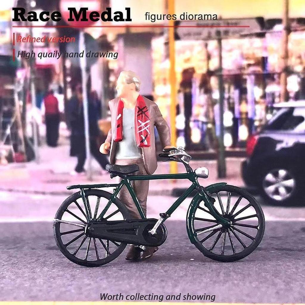 1/64 Gentleman Bike and Figure Set Models People Figures for DIY Scene Decor