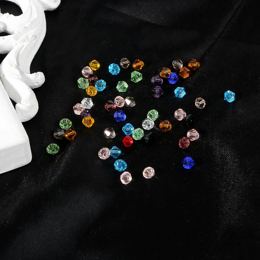 4mm Faceted Rhombus Crystal Beads Glass Beads DIY Handmade Beads Loose Beads Material Hair Jewelry Accessories Beads for Jewelry Making