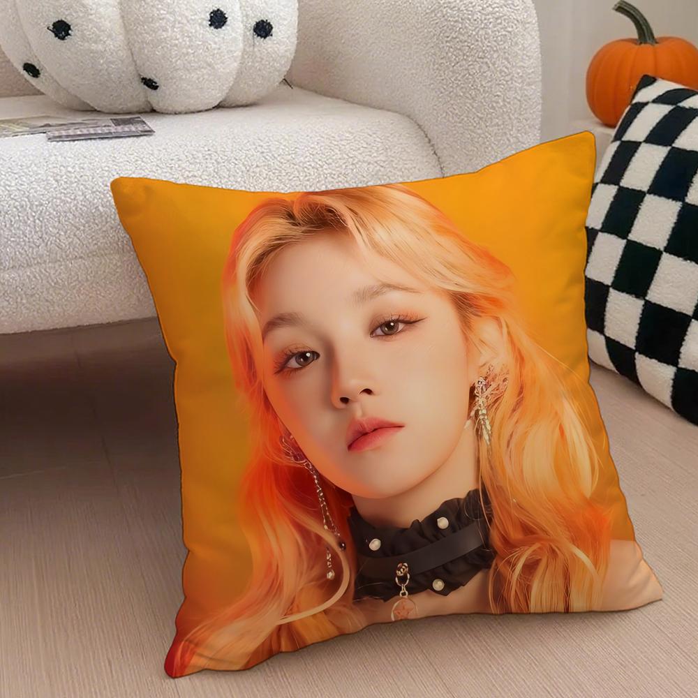 Quirky Korean Beautiful Singer SSong Yuqi Cushion Cover Throw Pillow Cover Hidden Button Durable Polyester Chair Cushion