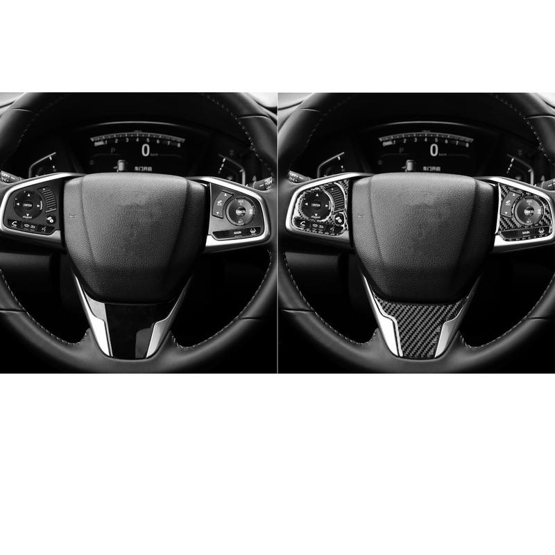For Honda CRV 2017— Car Accessories Carbon Fiber Steering Wheel Button Bottom Set Panel Interior Cover Trim Modified Sticker