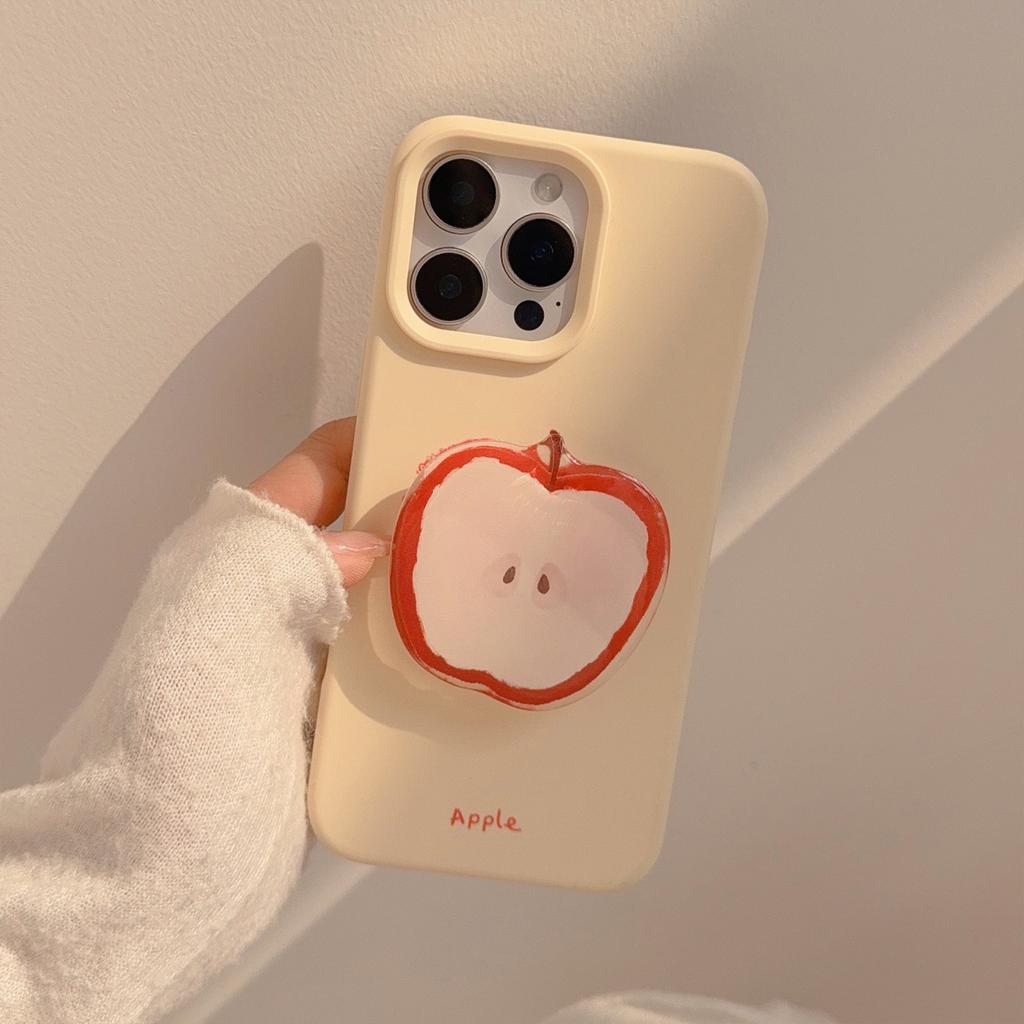 Red Apple Bracket Is Suitable for Apple 16promax Mobile Phone Case Iphone17 Niche Summer 14 Silicone 13 Pendant.