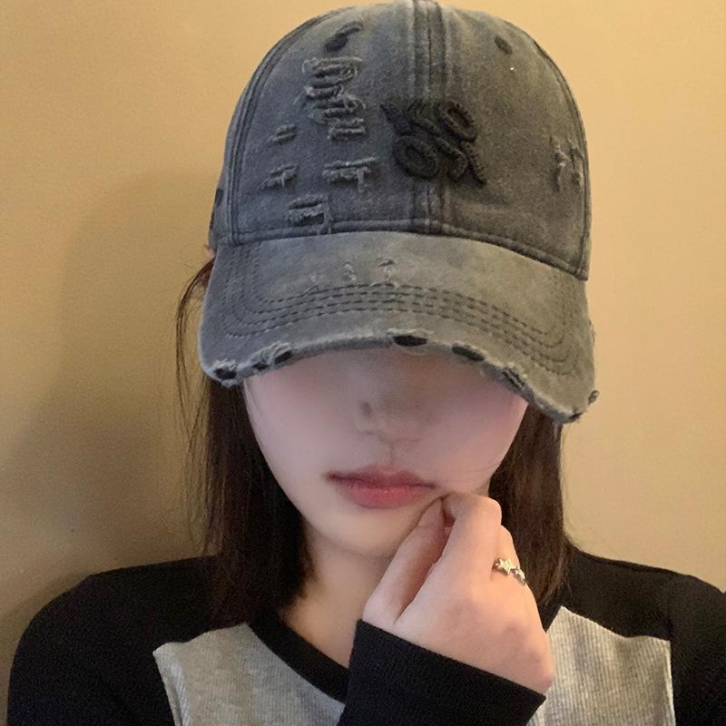Hip Hop Urban Street Style Unisex Baseball Cap Punk Holes Washed Cotton Snapback Peaked Hat Solid Color Street Visors Dad Trucker Letters Cap