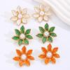 Retro Fashion Vintage Alloy Drip Oil Flower Earrings For Women