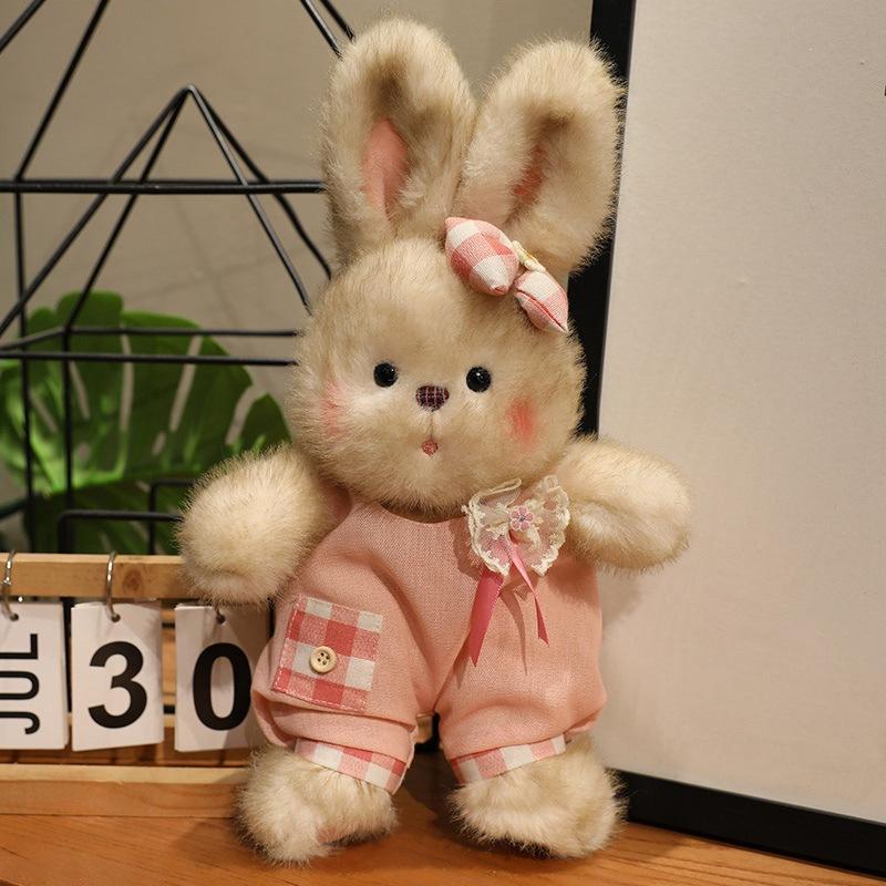 Cute Fashion Bunny Plush Toy Creative Fluffy Rabbit Doll Stuffed Animal Birthday Gift for Kids Girls