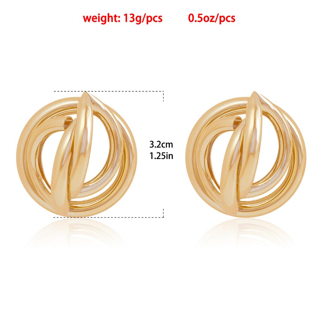 European and American geometric metal tube earrings irregular and versatile three-dimensional stud earrings retro round ear jewelry