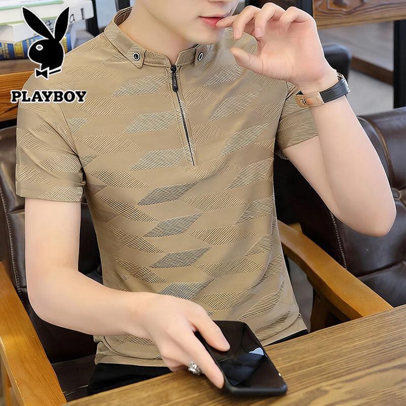PLAYBOY Men s Half-Zip Polo T-Shirt 3XL