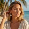 Summer Beach Starfish Resin Shell Pendant Earrings For Women Men Bohemian Metal Conch Shell Vacation Dangle Earring Zircon Gift
