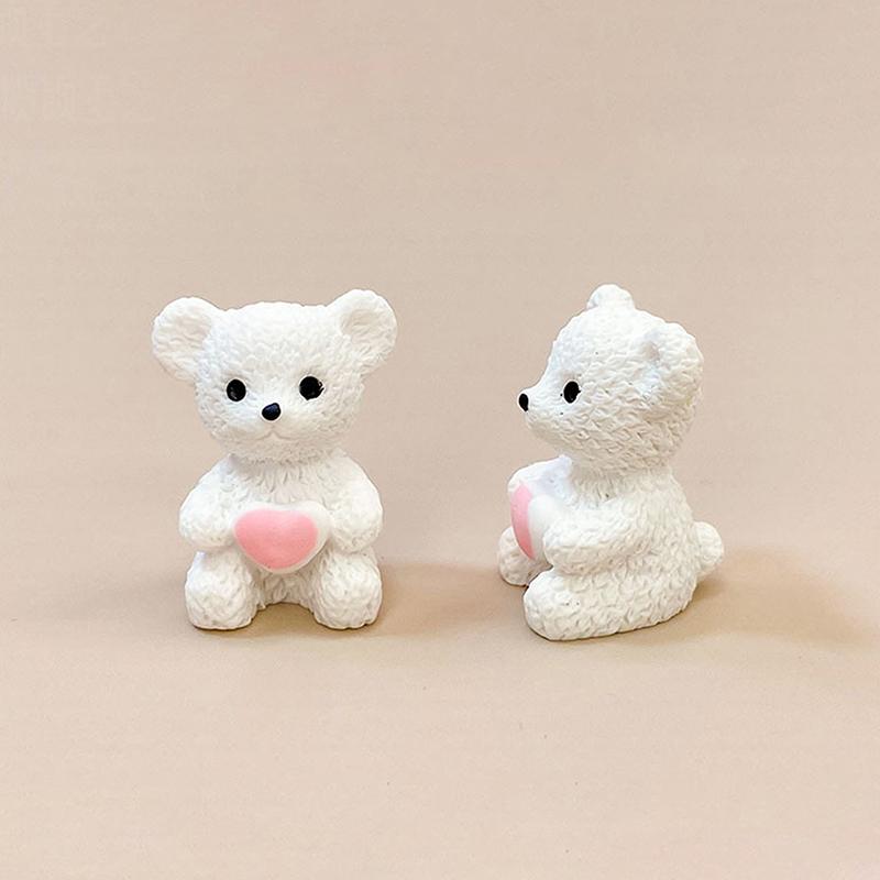 1PC Sitting Bear Mini Craft Fairy Garden Ornament Resin Kawaii Love Bear Figurines Miniature Dollhouse Home Decoration