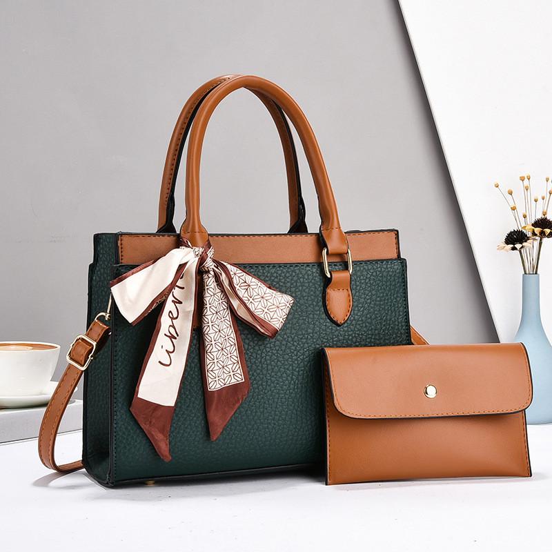 Stylish High-end Pu Leather Womens Tote Bag Set With Spacious Interior And Trendy Colors