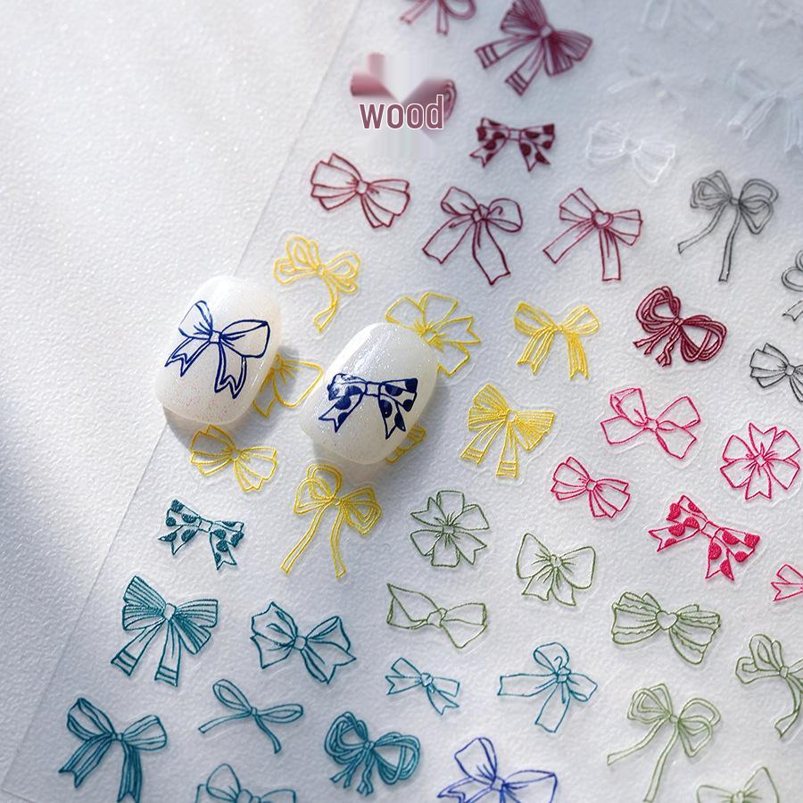 TS-3962 Minimalist Bowknot Nail Art Stickers - Colorful Adhesive Accessories