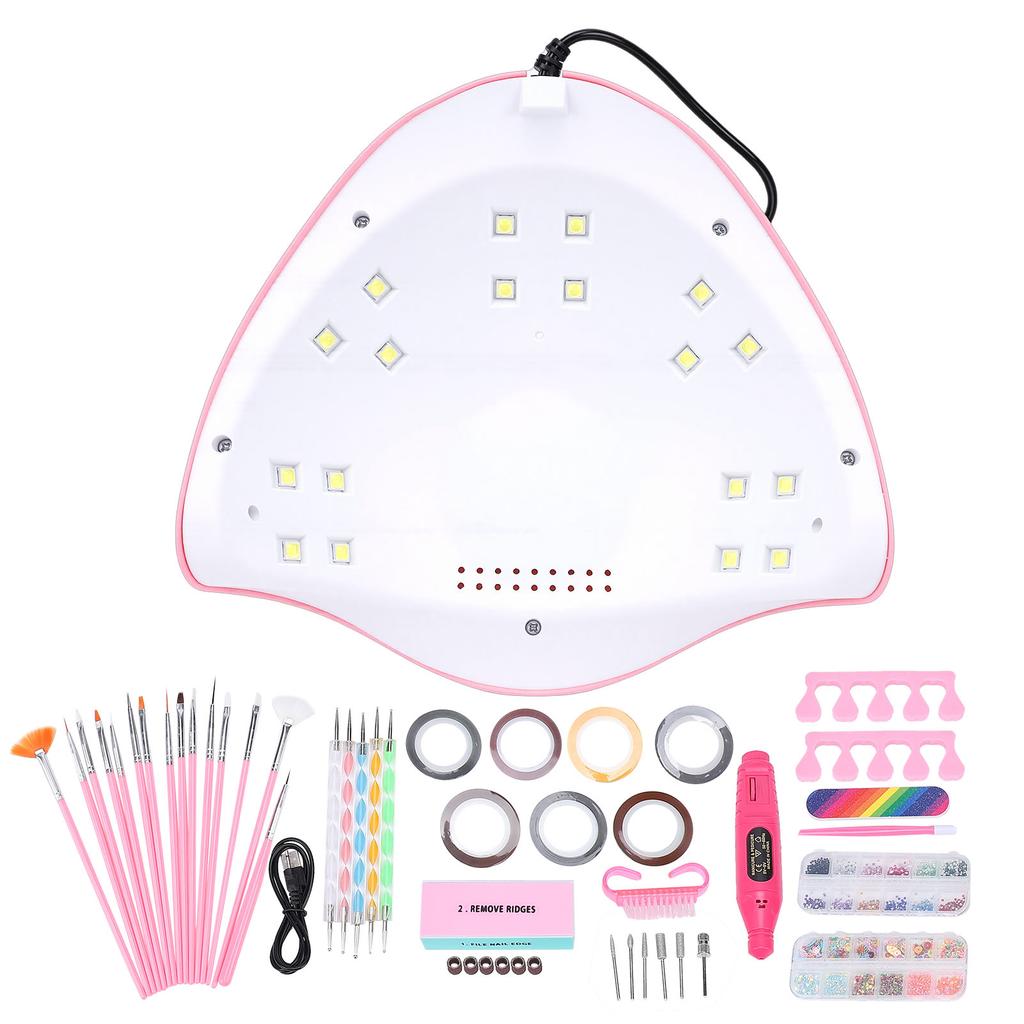 Nail Art Kit for Beginners with Nail Drill Manicure Lamp Glitter Decoration for Women Home DIY