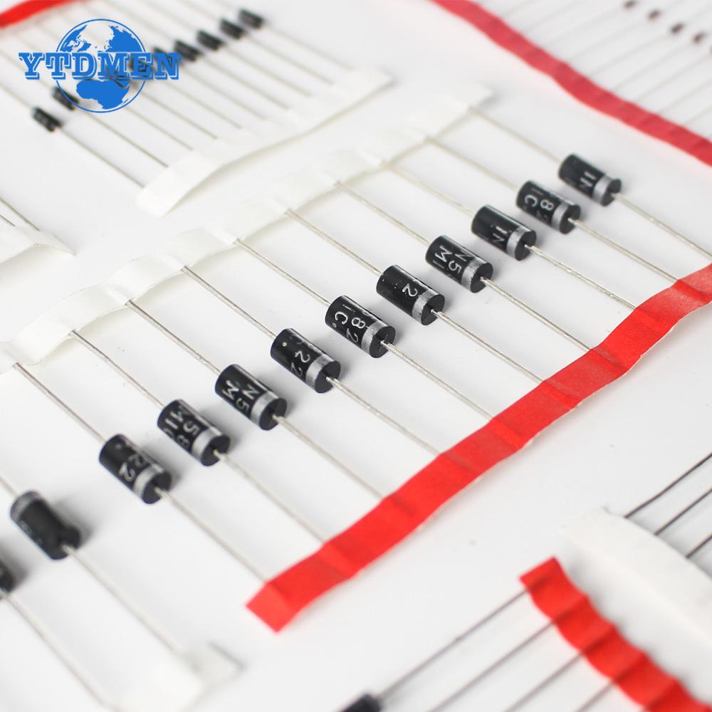 Fast Switching Schottky Diode Kit 1N4148 1N4007 1N5408 1N5819 1N5399 1N5822 FR107 FR207 8values=100pcs, Rectifier Diodes Set