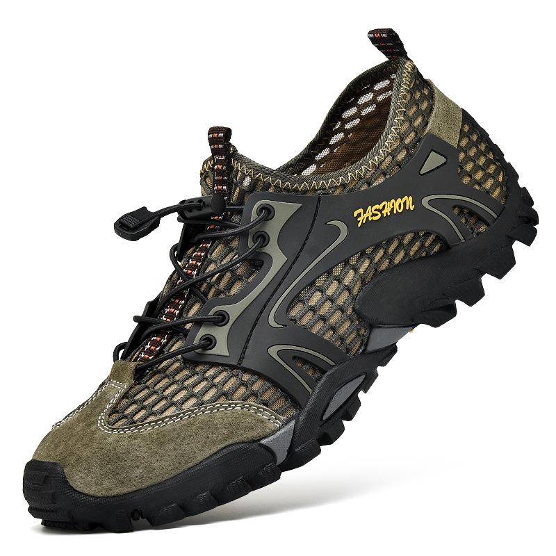 

Factory large-size outdoor creek walking shoes, mesh men s mountaineering sports shoes, hiking overalls, amphibious creek walking shoes 46 армія зелений колір