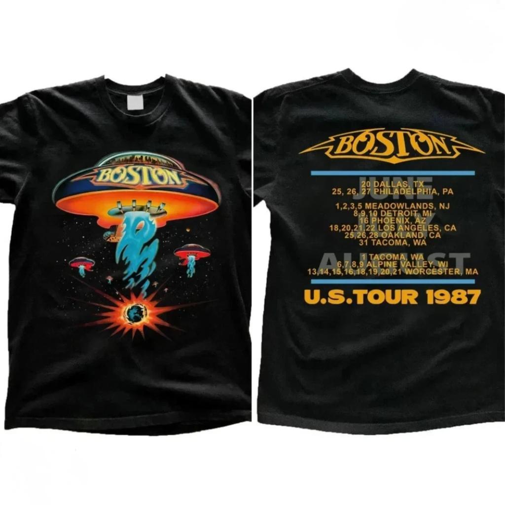 Boston 1987 US Tour Vintage Rock Band Concert 2-Sided Unisex T-Shirt Reprint