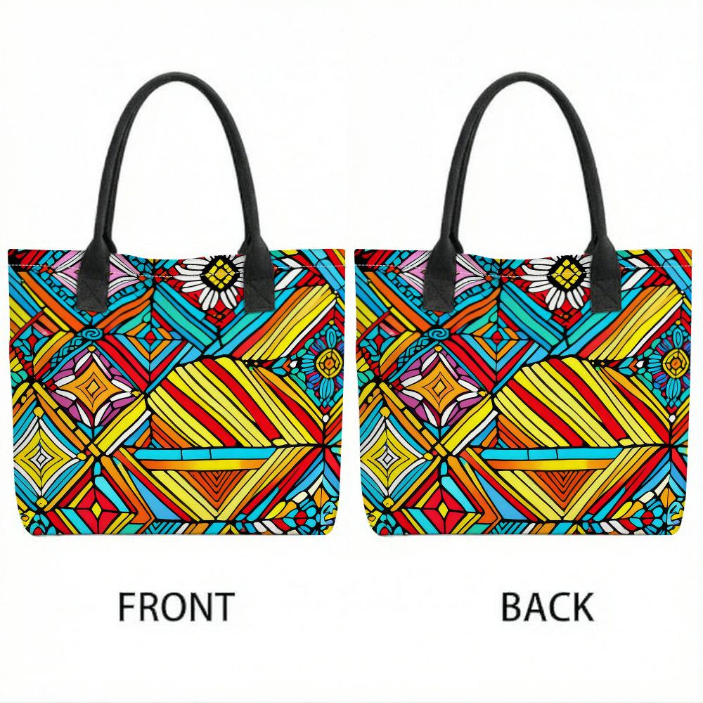 Bohemian Colorful Pattern Tote Bag Large Capacity Daily Casual Shoulder Bag for Women Shopping Travel Use