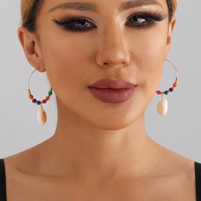 Accessories Bohemian Colorful Beaded Metal Earrings Stylish Simple Personality Shell Pendant Earrings
