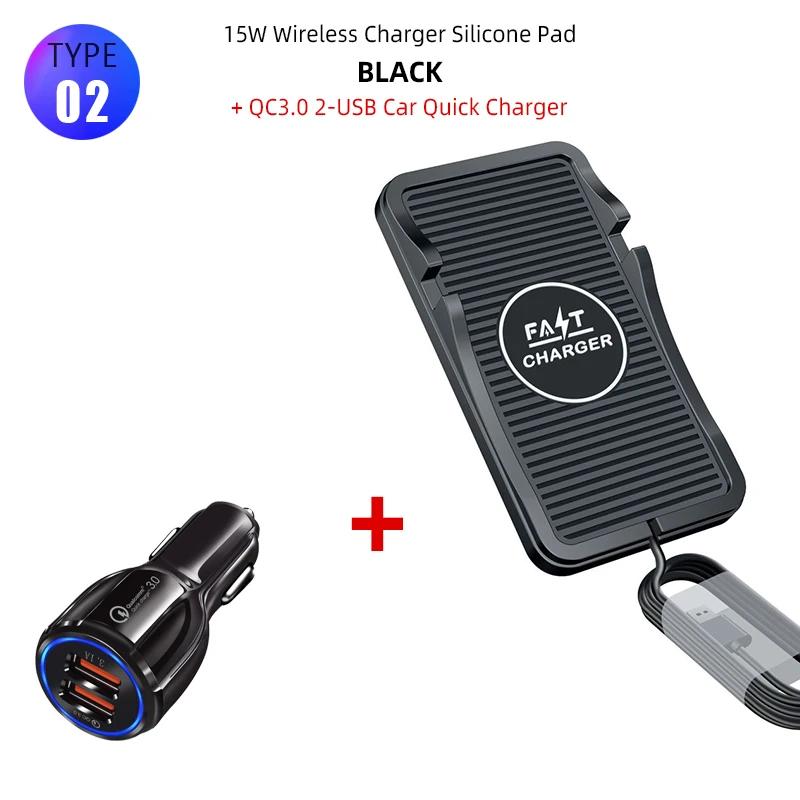 15W Car Fast  Wireless For iPhone 15 Charger Pad Mat Wireless Charger Automatic Clamping Car Mount Phone Holder Car Electronics