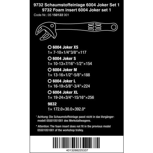 WERA 5-Piece JOKER6004 Self-Setting Wrench Set with Foam Insert (150122)