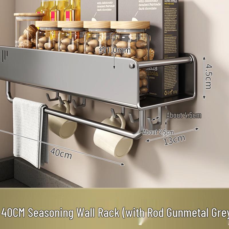 YouShu Kitchen Wall Shelf with Knife Holder and Spice Rack