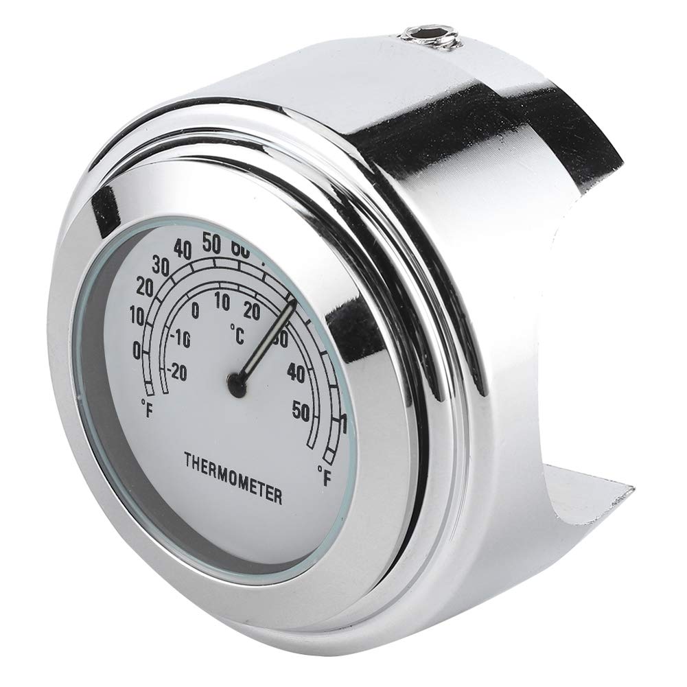 Motorcycle Thermometer, 1in 7/8in Handlebar Mount Thermometer ‑20℃ ‑ 50℃ Measuring Dial Weatherproof for Motorcycle(White)