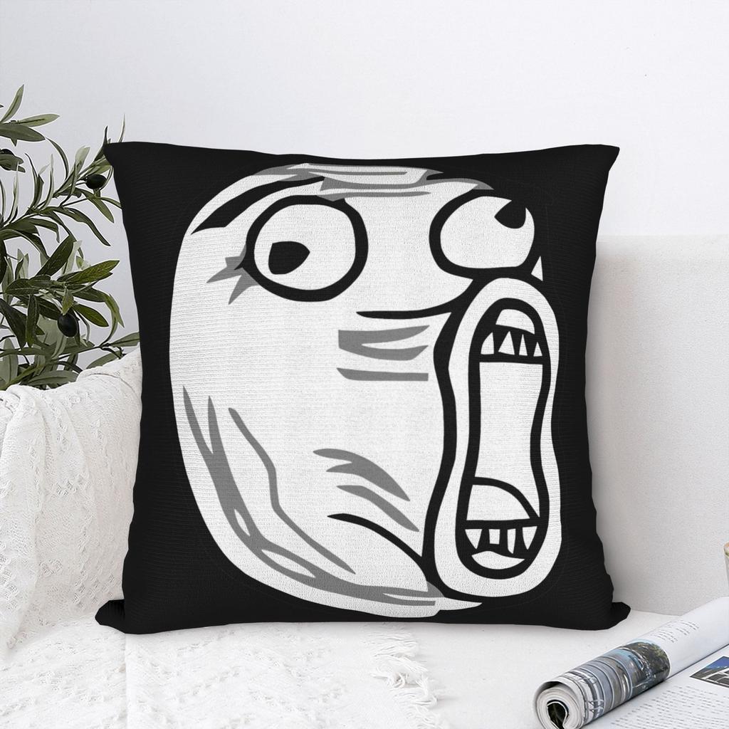 Trollface Meme Square Pillow Case Rage Comic Funny Anime Cushion Cover Customized Zipper Decor Pillowcase for Sofa 18"x18"