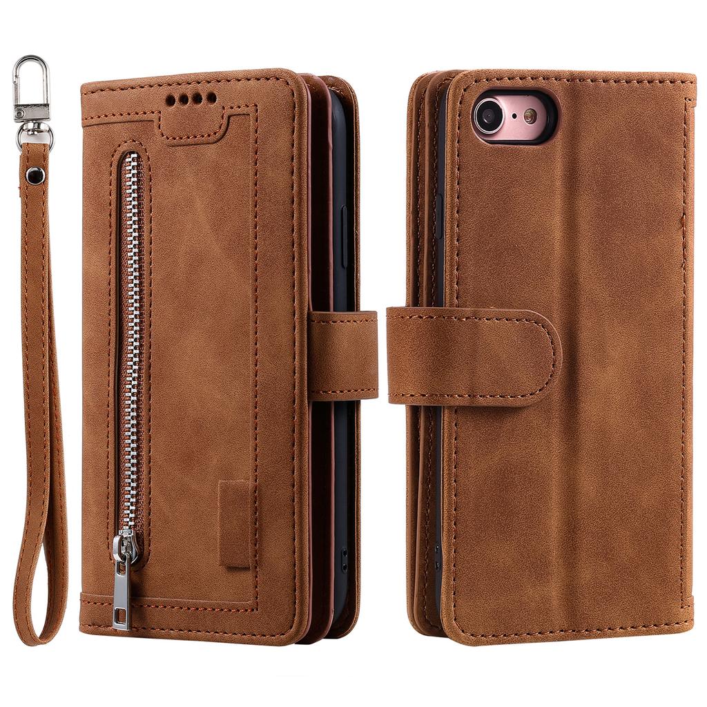 For iPhone 16e Case PU Leather Phone Cover with Zipper Wallet 9 Card Slots