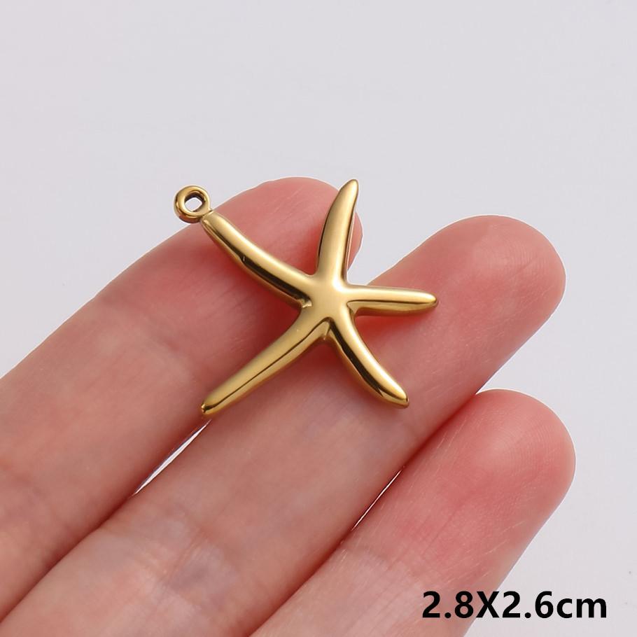 5pcs/Lot Gold Color Exquisite Sea Animal Charm Shell Tortoise Stainless Steel Pendants For Jewelry Making Supplies Beach Pendant