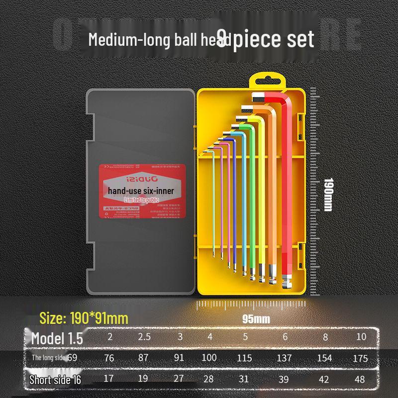 Colored Hex Wrench and Screwdriver Set - 6-Point, Multifunctional Tool with Extended Keys