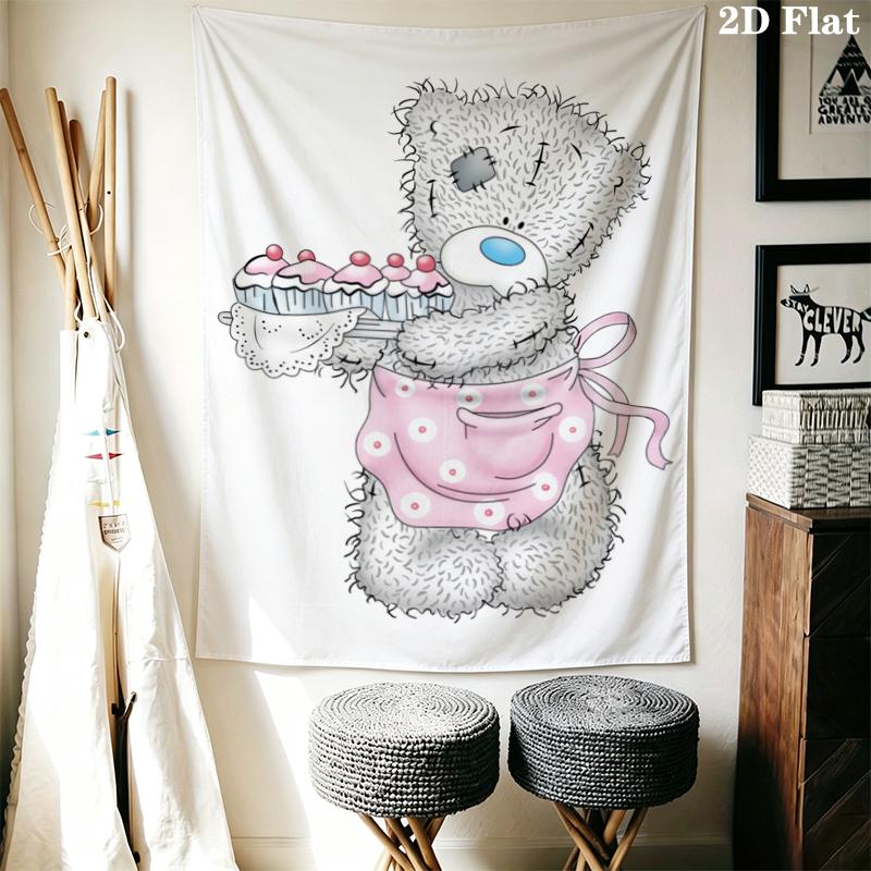 Tatty Teddy Wall Tapestry Aesthetic Wall Hanging Printed Fabric Blanket Decorative Tapestries for Bedroom Living Room Home Decor