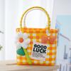 Small Fresh Plastic Woven Handbag Bow Handwoven Bag Wrench Gift Packaging Bag Bow Plastic Woven Bag